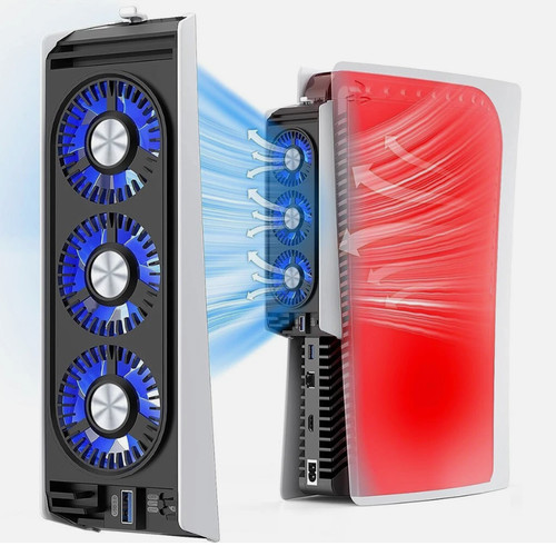 White ps5 cooling fan with - white, led